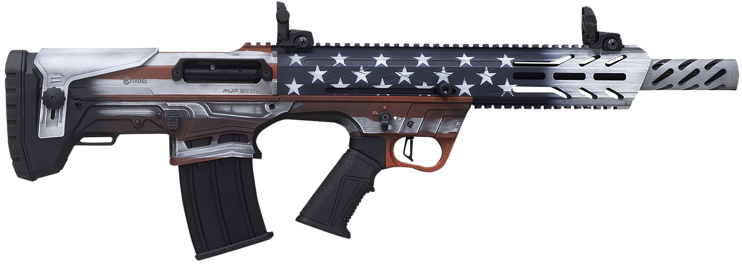 Citadel FRPS1218USA Pup Scout 12 Gauge Semi-Auto 3" 5+1 18.50" Steel Barrel, USA Flag Picatinny Rail Aluminum Receiver, Picatinny Handguards, Adj Cheek Riser Synthetic Stock, Black Polymer Grip 3 Citadel FRPS1218USA Pup Scout  12 Gauge Semi-Auto 3" 5+1 18.50" Steel Barrel, USA Flag Picatinny Rail Aluminum Receiver, Picatinny Handguards, Adj Cheek Riser Synthetic Stock, Black Polymer Grip