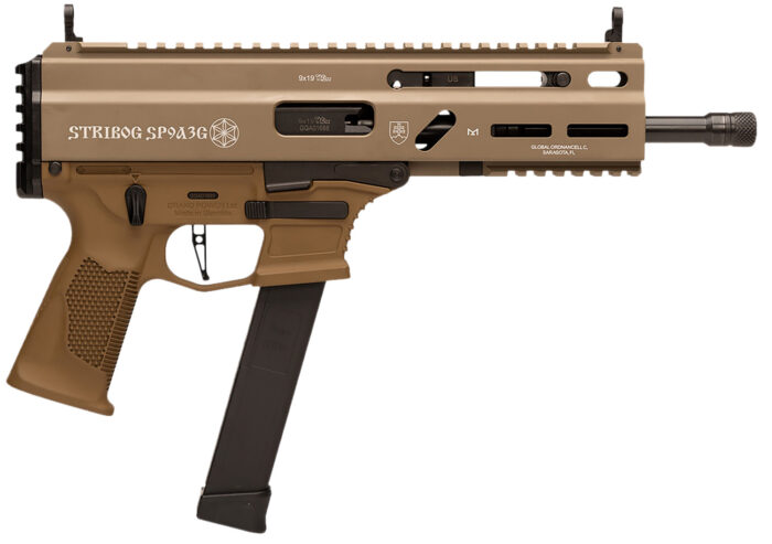 Grand Power 810091156155 SP9A3G Stribog 9mm Luger 30+1 8" Black Threaded Barrel, M-LOK Handguard, Flat Dark Earth Cerakote Aluminum/Polymer Receiver w/Picatinny Rail, FDE Polymer Grip, Ambidextrous