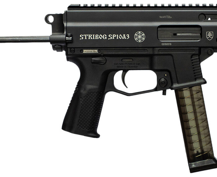 Grand Power 197892004855 SP10A3 Stribog 10mm Auto 20+1 8" Black Threaded Barrel, Black Aluminum Picatinny Rail Receiver, Black Polymer PDW Tailhook Brace, Black Polymer Grip, Thread Protector