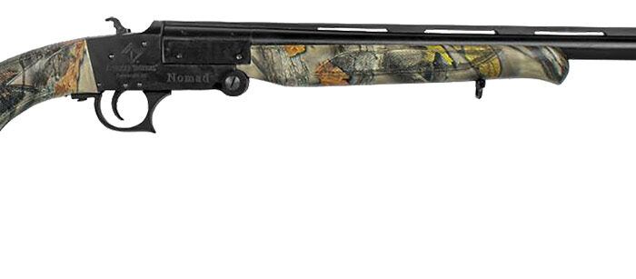 ATI ATIG12NMD23C Nomad  12 Gauge Break Open 3" 1 Shotgun Shell, 23" Matte Black Single Shot Vent Rib Barrel, Matte Black Receiver, Camo Fixed w/Saddle Mount Synthetic Stock