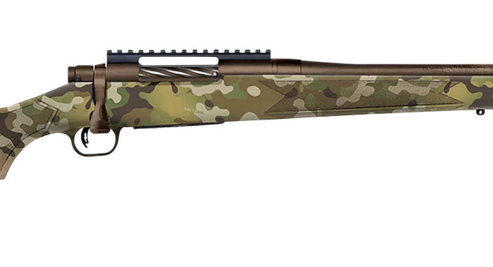 Mossberg 28284 Patriot  Compact 7mm PRC 3+1 20" Patriot Brown Cerakote Threaded Bull Barrel, Patriot Brown Cerakote Steel Receiver w/Picatinny Rail, MultiCam Fixed Synthetic Stock