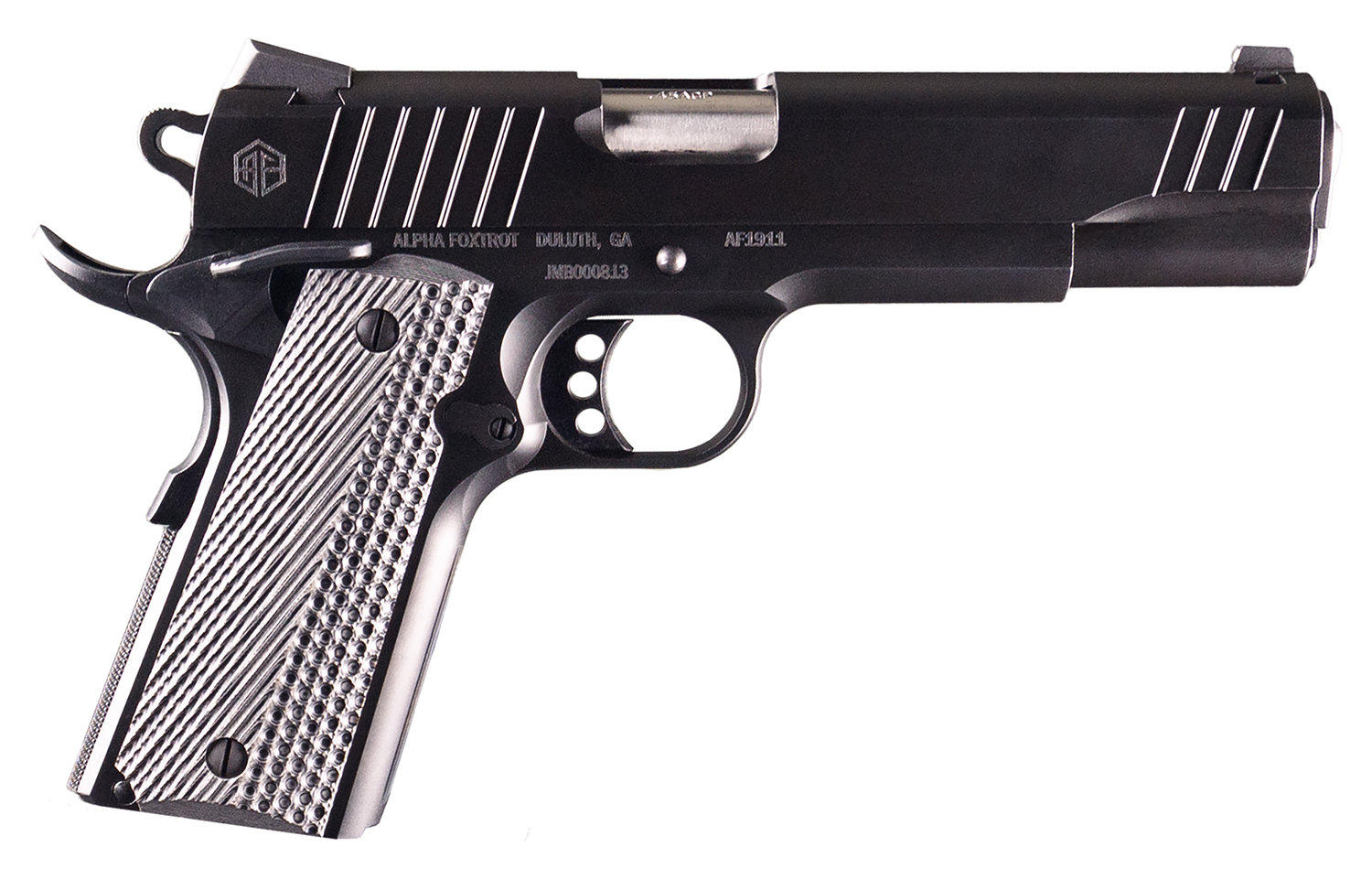 Alpha Foxtrot AA01X1END-PDBK10-GGC AF1911 Enhanced Full Size 9mm Luger 10+1 5" Black QPQ Stainless Steel Serrated Slide, Black QPQ Stainless Steel Frame w/Beavertail Checkered Polymer Grip 3 Alpha Foxtrot AA01X1END-PDBK10-GGC AF1911 Enhanced Full Size 9mm Luger 10+1 5" Black QPQ Stainless Steel Serrated Slide, Black QPQ Stainless Steel Frame w/Beavertail Checkered Polymer Grip