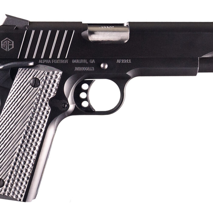 Alpha Foxtrot AA01X1CND-XQBK10-GGC AF1911 Enhanced 9mm Luger 10+1 4.25" Black QPQ Stainless Steel Serrated Slide, Black QPQ Stainless Steel Frame w/Beavertail, Checkered Polymer Grip