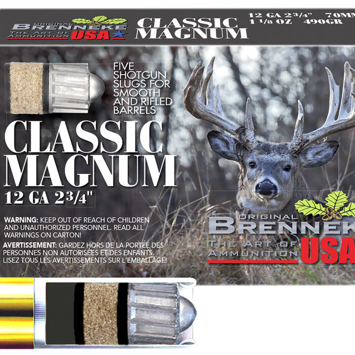Brenneke SL122CLM Classic Magnum  12Gauge 2.75" 1 1/8oz Slug Shot 5 Per Box/50 Case