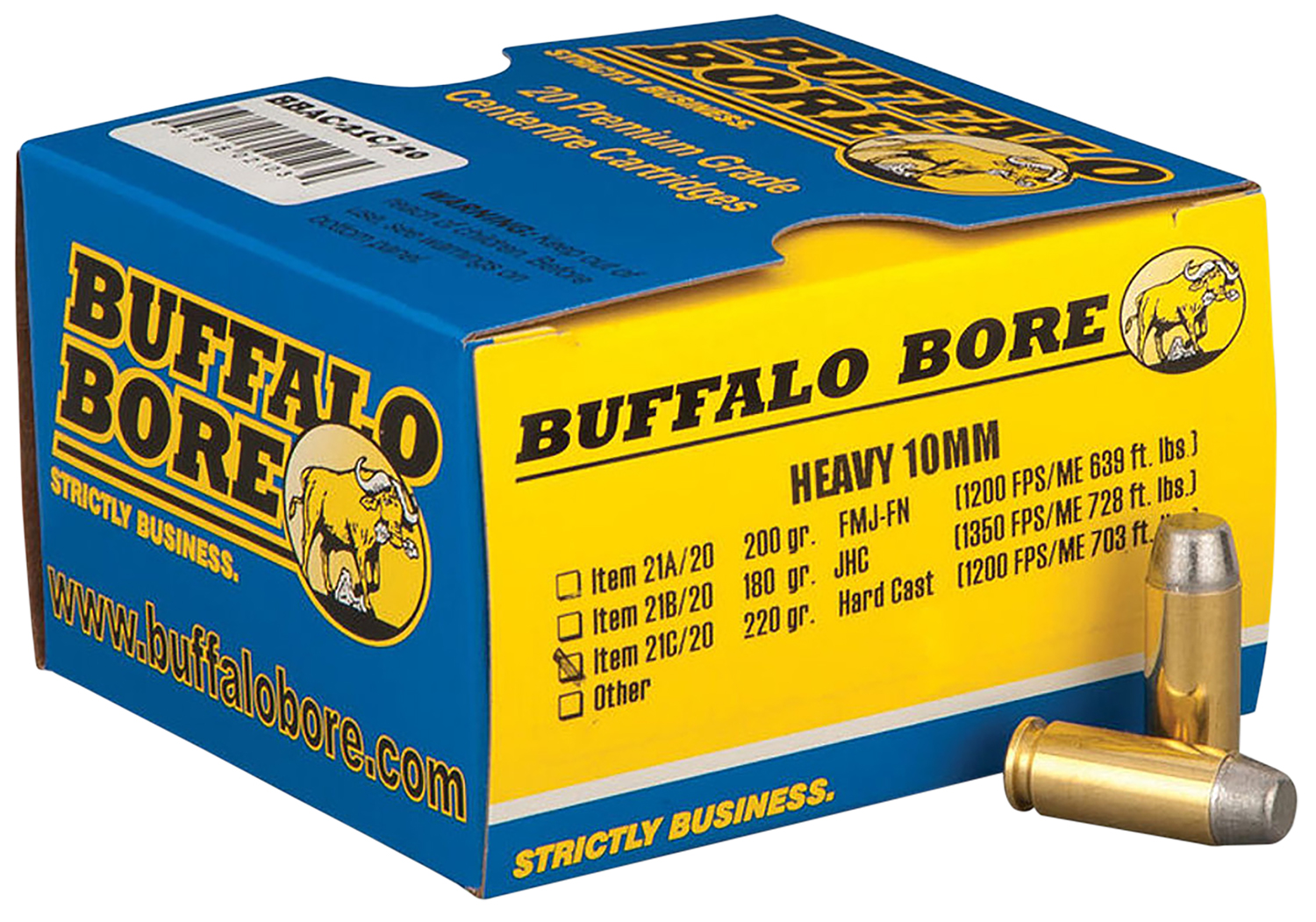 Buffalo Bore Ammunition 21C20 Outdoorsman Strictly Business 10mmAuto 220gr Hard Cast Flat Nose 20 Per Box/12 Case 3 Buffalo Bore Ammunition 21C20 Outdoorsman Strictly Business 10mmAuto 220gr Hard Cast Flat Nose 20 Per Box/12 Case