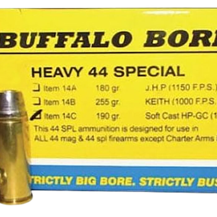 Buffalo Bore Ammunition 14C20 Heavy Strictly Business 44S&W Spl 190gr Soft Cast Hollow Point 20 Per Box/12 Case