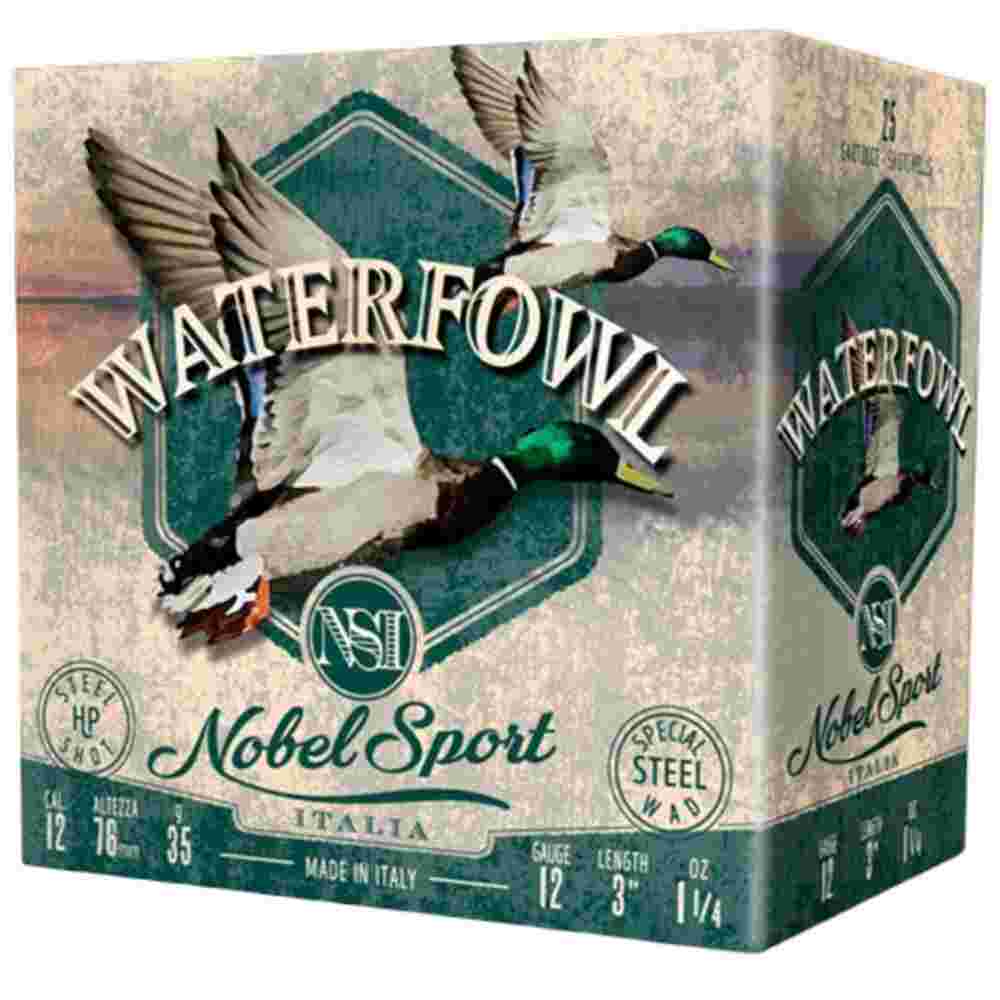 Nobel Sport Steel Waterfowl Shotshells 12 ga 3" 1-1/4 oz 1450 fps #3 250/ct Case 3 Nobel Sport Steel Waterfowl Shotshells 12 ga 3" 1-1/4 oz 1450 fps #3 250/ct Case