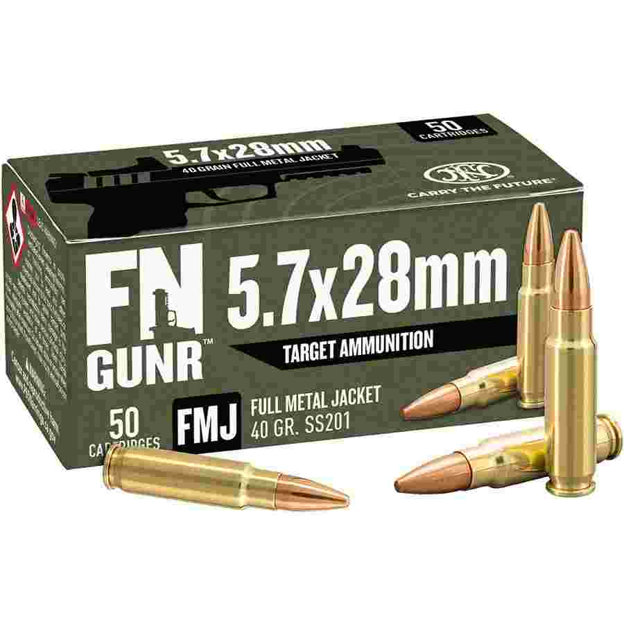 FN SS201 Target Handgun Ammunition 5.7x28mm 40gr FMJ 1700 fps 500/ct Case 3 FN SS201 Target Handgun Ammunition 5.7x28mm 40gr FMJ 1700 fps 500/ct Case