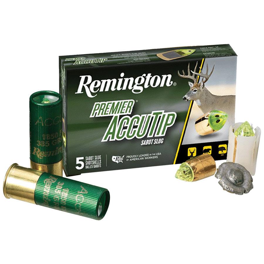 Remington Premier AccuTip Bonded Sabot Slug 12 ga 2 3/4" 385 gr Slug 1850 fps 5/ct 3 Remington Premier AccuTip Bonded Sabot Slug 12 ga 2 3/4" 385 gr Slug 1850 fps 5/ct