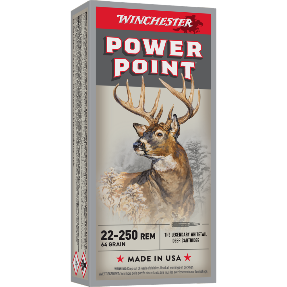 Winchester Power Point Rifle Ammunition .22-250 Rem 64 gr. PSP 3500 fps 20/ct 2 Winchester Power Point Rifle Ammunition .22-250 Rem 64 gr. PSP 3500 fps 20/ct
