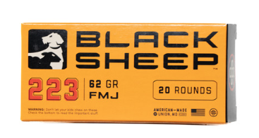 BLACK SHEEP .223 REM 62 GRAIN FMJ 20RD BOX 50 BOXES/CASE 3 BLACK SHEEP .223 REM 62 GRAIN FMJ 20RD BOX 50 BOXES/CASE