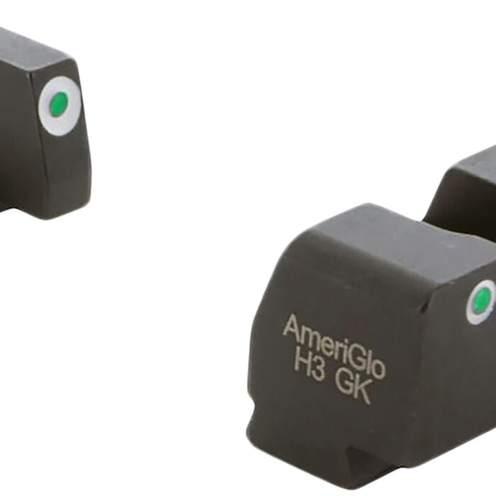 AmeriGlo XD181 Optic Compatible Sight Set for Springfield Armory XD  Green Tritium White Outline Front Sight-Green Tritium White Outline Rear Sight
