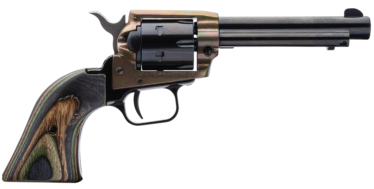 Heritage Mfg RR22CH4 Rough Rider 22 LR 6 Shot, 4.75" Black Oxide Steel Barrel, Simulated Case Hardened Zinc Alloy Frame, Black Oxide Cylinder, Camo Laminate Grip, Manual Safety, Exposed Hammer 3 Heritage Mfg RR22CH4 Rough Rider 22 LR 6 Shot, 4.75" Black Oxide Steel Barrel, Simulated Case Hardened Zinc Alloy Frame, Black Oxide Cylinder, Camo Laminate Grip, Manual Safety, Exposed Hammer