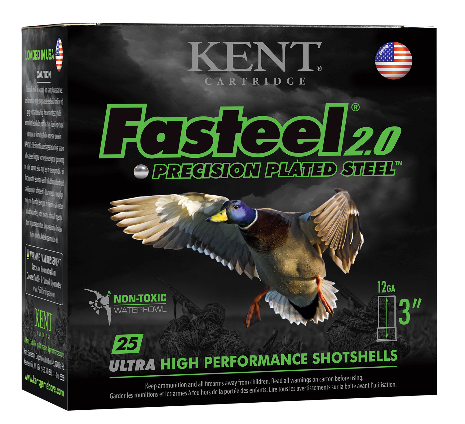 Kent Cartridge K123FS323 Fasteel 2.0 12 Gauge 3" 1 1/8 oz 3 Shot 25 Per Box/ 10 Case 3 Kent Cartridge K123FS323 Fasteel 2.0  12 Gauge 3" 1 1/8 oz 3 Shot 25 Per Box/ 10 Case