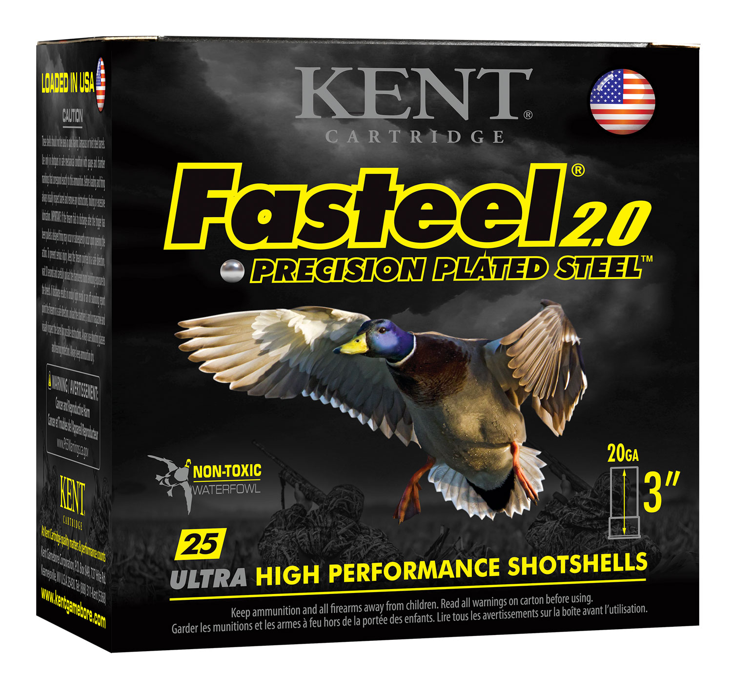 Kent Cartridge K203FS244 Fasteel 2.0 20 Gauge 3" 7/8 oz 4 Shot 25 Per Box/ 10 Case 3 Kent Cartridge K203FS244 Fasteel 2.0 20 Gauge 3" 7/8 oz 4 Shot 25 Per Box/ 10 Case