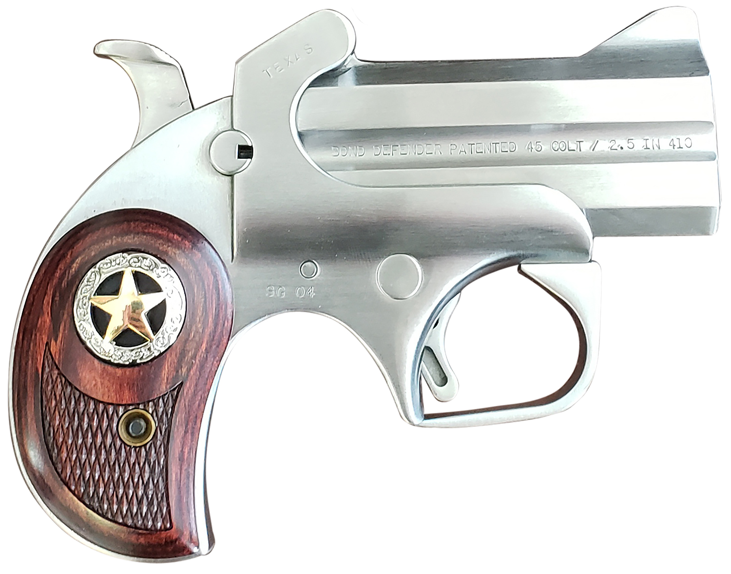 Bond Arms BARD Rustic Defender 45 Colt (LC) Caliber or 2.50" 410 Gauge 2rd 3" Barrel, Stainless Steel Finish, Rosewood Grip w/Integrated Star, Includes Exclusive Holster Package 3 Bond Arms BARD Rustic Defender 45 Colt (LC) Caliber or 2.50" 410 Gauge 2rd 3" Barrel, Stainless Steel Finish, Rosewood Grip w/Integrated Star, Includes Exclusive Holster Package