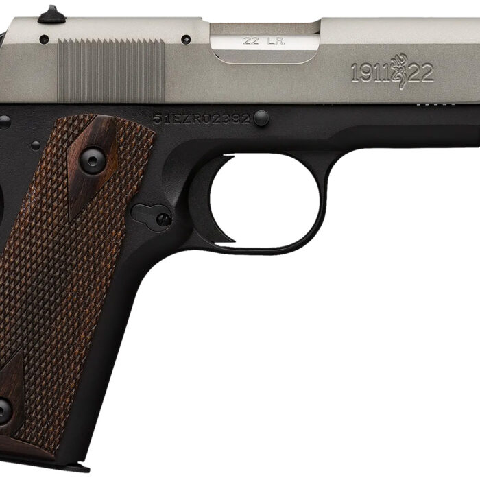 Browning 051879490 1911 A1 *CA Compliant Full Size Frame 22 LR 10+1. 4.25" Stainless Steel Barrel, Gray Anodized Serrated Slide, Matte Black Alloy Frame w/Beavertail