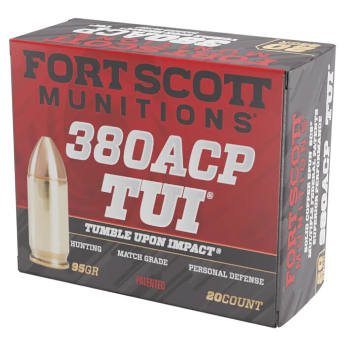 Fort Scott Munitions 380095SCV Tumble Upon Impact (TUI)  380ACP 95gr Solid Copper Spun 20 Per Box/25 Case