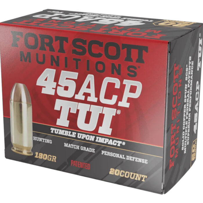 Fort Scott Munitions 450180SCV Tumble Upon Impact (TUI)  45ACP 180gr Solid Copper Spun 20 Per Box/25 Case