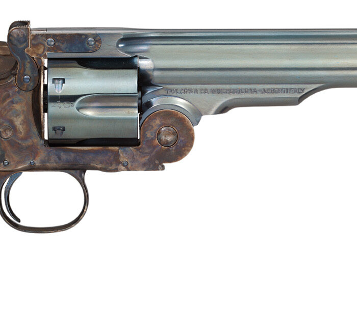 Taylors & Company 550651 Schofield Top Break 44-40 Win Caliber with 7" Charcoal Blued Finish Barrel, 6rd Capacity Charcoal Blued Finish Cylinder, Color Case Hardened Finish Steel Frame & Walnut Grip