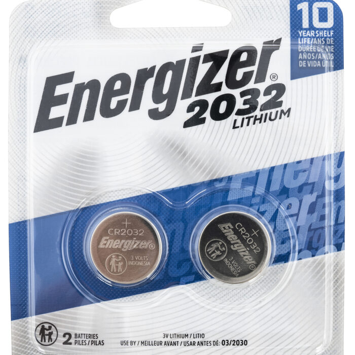 Energizer 2032BP2 CR2032 Lithium Battery Silver 3.0 V 235 mAh, Qty (2) Single Pack