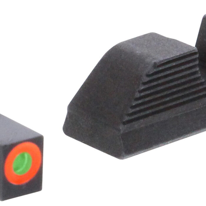 AmeriGlo GL5353 Protector Sight Set for Glock  Green Tritium Orange Outline Front Sight-Black Serrated Rear Sight