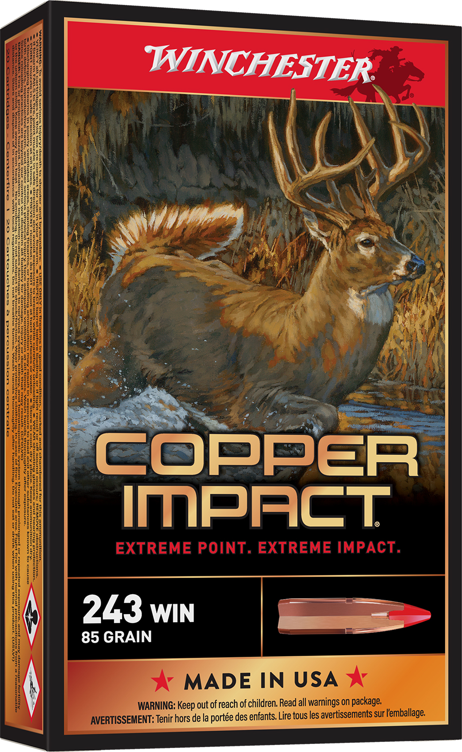 Winchester Ammo X243CLF Copper Impact 243Win 85gr Copper Extreme Point Lead Free 20 Per Box/10 Case 3 Winchester Ammo X243CLF Copper Impact 243Win 85gr Copper Extreme Point Lead Free 20 Per Box/10 Case
