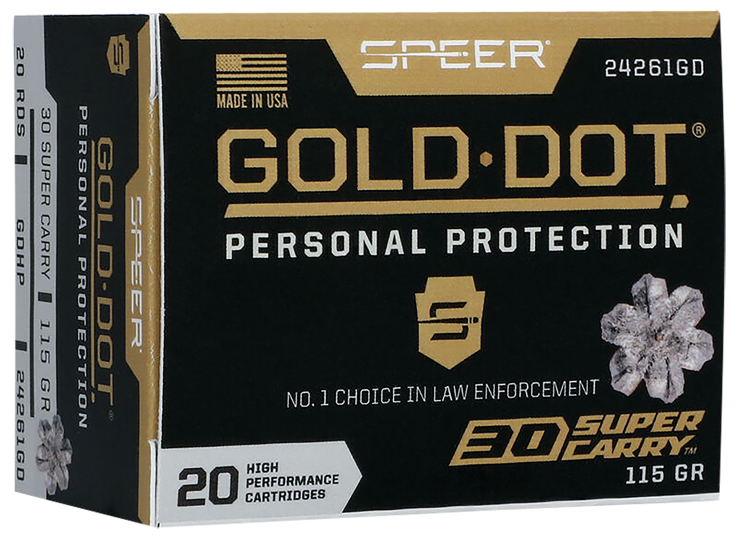 Speer 24261GD Gold Dot Personal Protection 30 Super Carry 115 gr Hollow Point 20 Per Box/ 10 Case 3 Speer 24261GD Gold Dot Personal Protection 30 Super Carry 115 gr Hollow Point 20 Per Box/ 10 Case