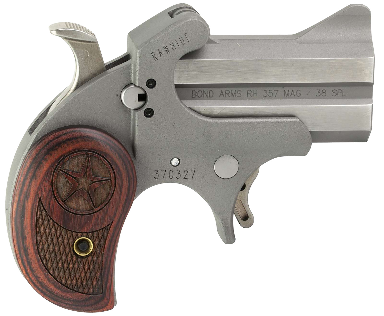 Bond Arms BARHRW Rawhide 38 Special/357 Mag 2 Shot 2.50" Rough Matte Stainless Steel Barrel & Frame, Rosewood Grips 3 Bond Arms BARHRW Rawhide 38 Special/357 Mag 2 Shot 2.50" Rough Matte Stainless Steel Barrel & Frame, Rosewood Grips