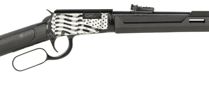 Rossi RL22181SYEN11 Rio Bravo  Lever Action 22 LR 15+1 18" Round Barrel, Black, Polished US Flag Engraved Rec, Synthetic Stock, Fiber Optic Sights