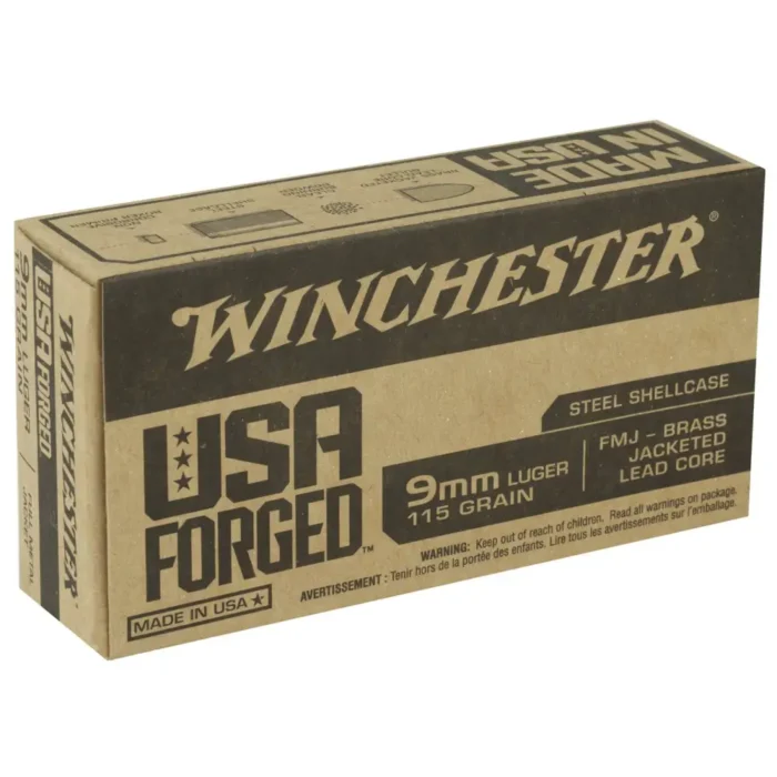 WINCHESTER 9 MM USA FORGED STEEL FMJ 115 GR 50 RD/BX 10 BX/CS
