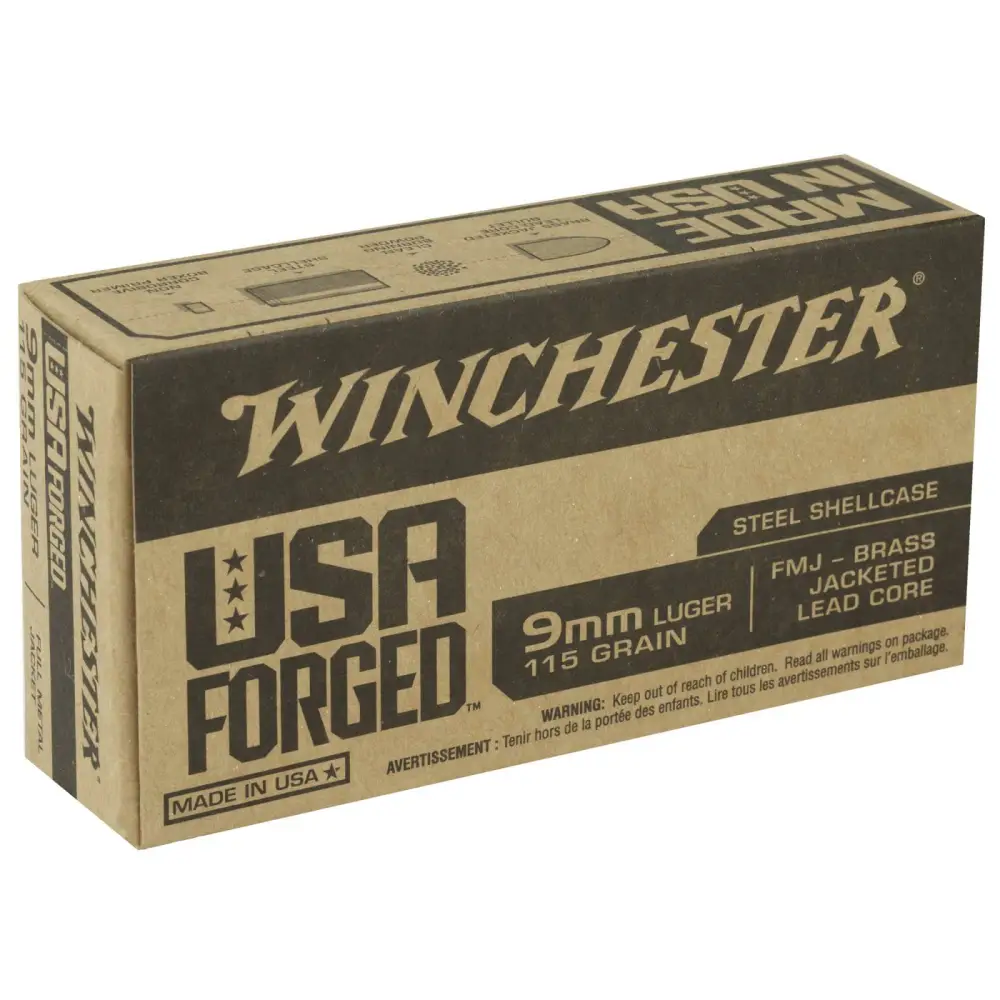 WINCHESTER 9 MM USA FORGED STEEL FMJ 115 GR 50 RD/BX 10 BX/CS 3 WINCHESTER 9 MM USA FORGED STEEL FMJ 115 GR 50 RD/BX 10 BX/CS