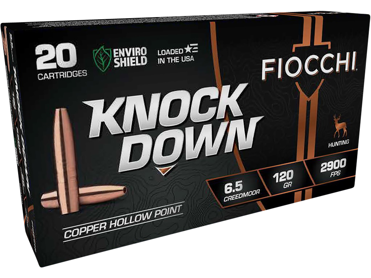 Fiocchi 65CMCHA Knock Down Enviro Shield 6.5Creedmoor 120gr Hollow Point 20 Per Box/10 Case 3 Fiocchi 65CMCHA Knock Down Enviro Shield 6.5Creedmoor 120gr Hollow Point 20 Per Box/10 Case