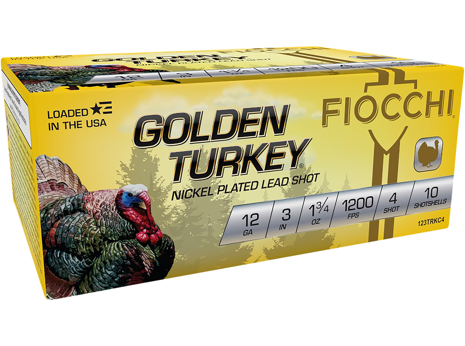 Fiocchi 123TRKC4 Golden Turkey 12Gauge 3" 1 3/4oz 4Shot 10 Per Box/10 Case 3 Fiocchi 123TRKC4 Golden Turkey 12Gauge 3" 1 3/4oz 4Shot 10 Per Box/10 Case