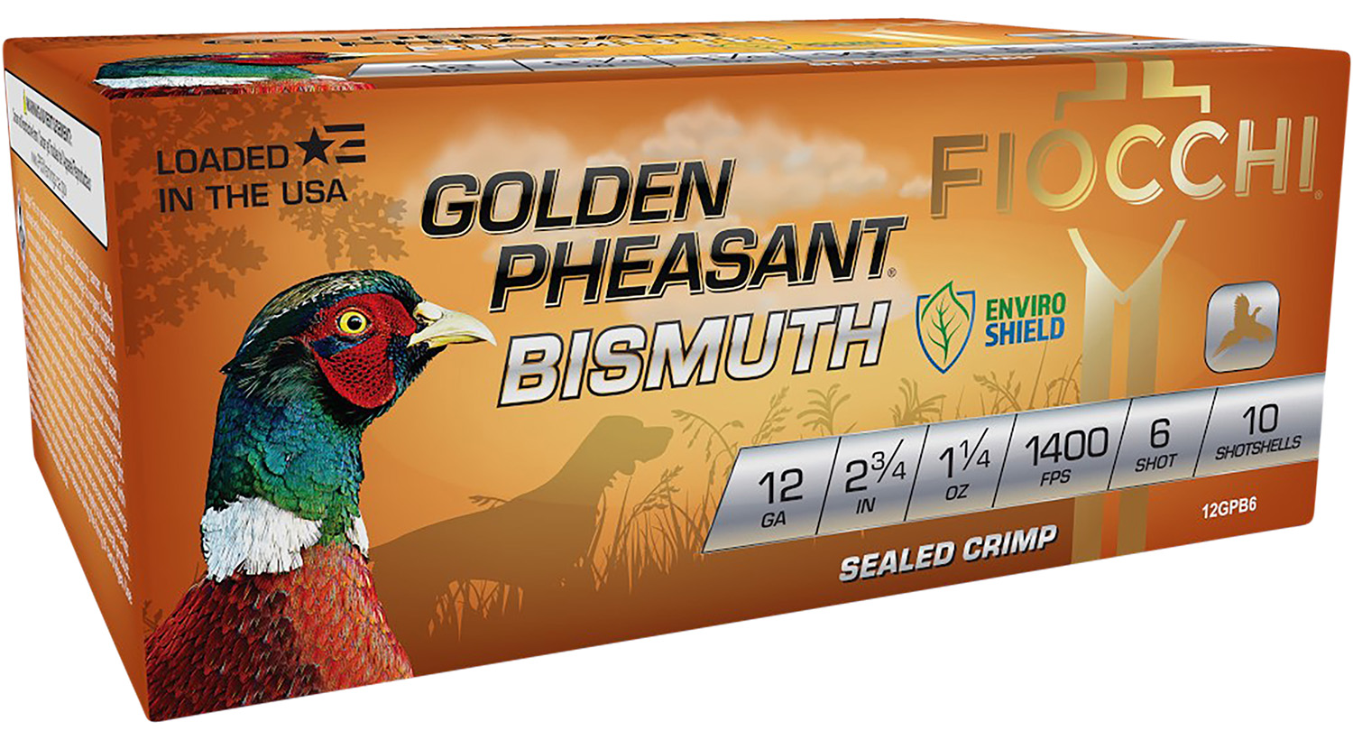 Fiocchi 12GPB6 Golden Pheasant Bismuth 12Gauge 2.75" 1 1/4oz 6Shot 10 Per Box/10 Case 3 Fiocchi 12GPB6 Golden Pheasant Bismuth 12Gauge 2.75" 1 1/4oz 6Shot 10 Per Box/10 Case