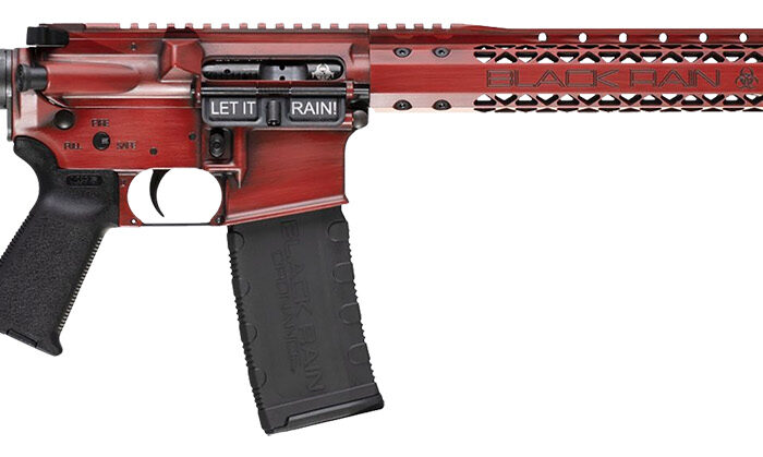 Black Rain Ordnance BROWTPRB Spec 15+ We The People 5.56x45mm NATO 30+1 16", Red Battleworn with Deep Engraving, 15" Slim M-LOK, Magpul Grip/Carbine Stock, Castle Flash Hider