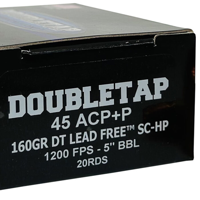 DoubleTap Ammunition 45A160XM   45ACP 160gr Lead Free Hollow Point 20 Per Box/50 Case