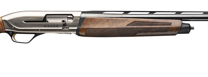 Browning 011779205 Maxus II Upland Full Size 12 Gauge Semi-Auto 3" 4, 2 3/4" Shells 26" Matte Blued Vent Rib Barrel, Satin Nickel Aluminum Receiver,  Grade I Turkish Walnut Wood Stock w/Adj Shim