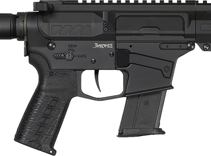 CMMG 57A9A0FAB Banshee MK57 5.7x28mm 20+1 5" Black Nitride Medium Taper Threaded Barrel, M-LOK Handguard, Black Armor Cerakote Aluminum Receiver w/Picatinny Rail, Black Pistol Tube, CMMG Zeroed Grip