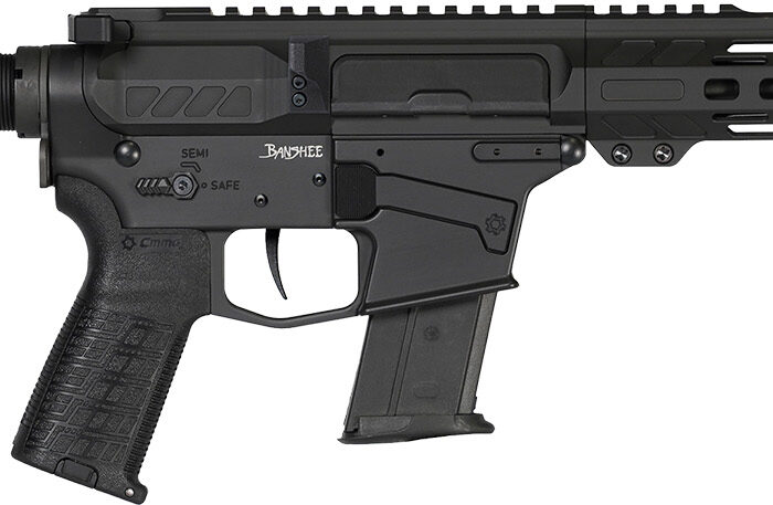 CMMG 57A340FAB Banshee MK57 5.7x28mm 20+1 8" Black Nitride Medium Taper Threaded Barrel, EML 7" M-LOK Handguards, Black Armor Cerakote Aluminum Picatinny Rail Receiver, CMMG Zeroed Grips