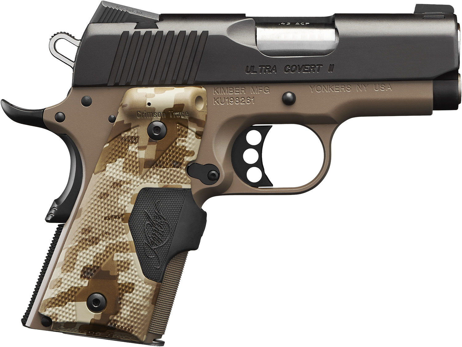 Kimber Mfg.,inc 3200167CA Ultra Covert II (CA) 45 ACP 7+1 3" Matte Black Steel Slide Dark Earth KimPro II Digital Camo w/ Kimber Logo Grip 3 Kimber Mfg.,inc 3200167CA Ultra Covert II (CA) 45 ACP 7+1 3" Matte Black Steel Slide Dark Earth KimPro II Digital Camo w/ Kimber Logo Grip