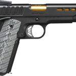 Kimber Mfg.,inc 3000383 Rapide 45 ACP 8+1 5" Gold TiN Steel Barrel, KimPro II Black Lightening Cut/Serrated Stainless Steel Slide, Kimpro II Black Steel Frame w/Beavertail, WavZ G10 Grip 1 170504