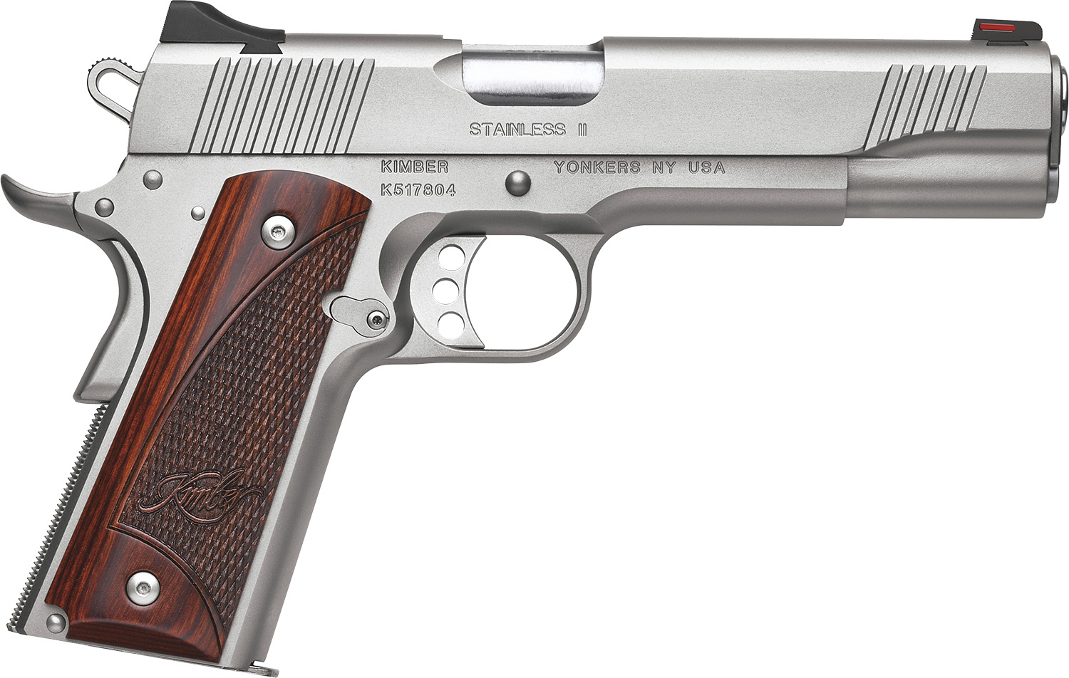 Kimber Mfg, Inc 3200328 Stainless II Full Size Frame 45 ACP 7+1 5" Stainless Match Grade Barrel, Satin Silver Serrated Stainless Steel Slide & Frame w/Beavertail, Rosewood Grip 3 Kimber Mfg, Inc 3200328 Stainless II Full Size Frame 45 ACP 7+1 5" Stainless Match Grade Barrel, Satin Silver Serrated Stainless Steel Slide & Frame w/Beavertail, Rosewood Grip