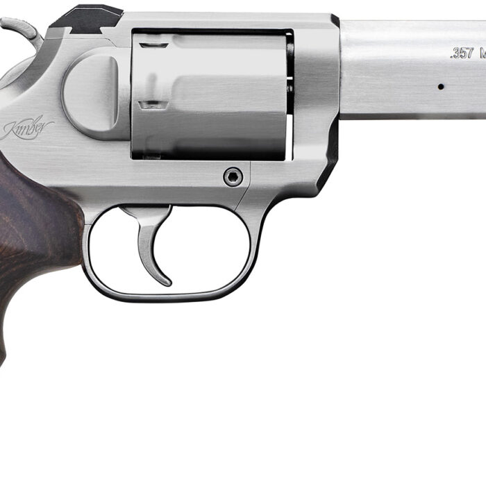 Kimber Mfg, Inc 3400031 K6S Combat DA/SA 357 Mag 6 Shot 4" Brushed Stainless Stainless Steel Barrel & Cylinder, Brushed Stainless Steel Frame, Walnut 3-Finger Target Grip, Exposed Hammer