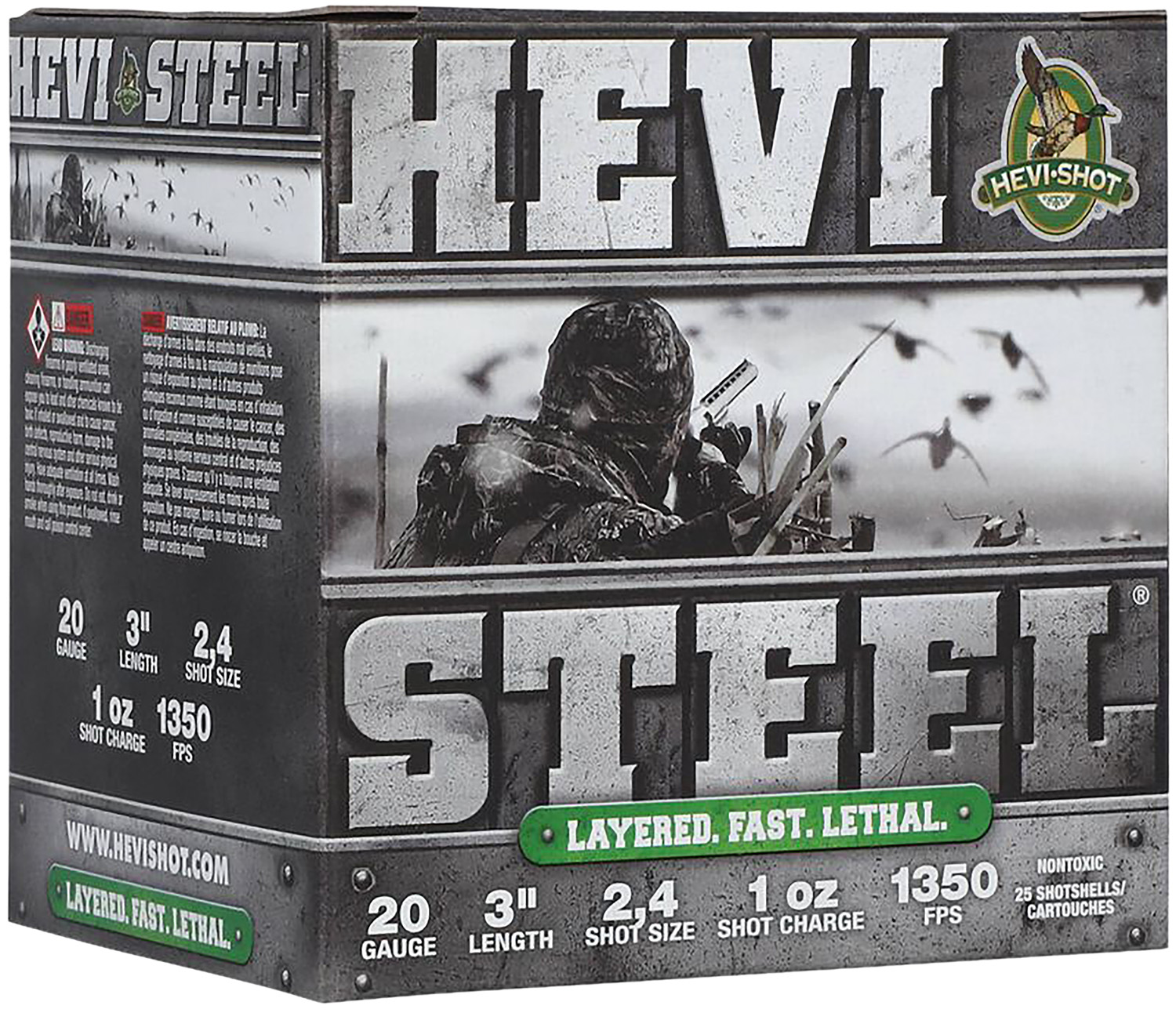 HEVI-Shot HS62024 HEVI-Steel Waterfowl 20Gauge 3" 1oz 2/4Shot 25 Per Box/10 Case 3 HEVI-Shot HS62024 HEVI-Steel Waterfowl 20Gauge 3" 1oz 2/4Shot 25 Per Box/10 Case