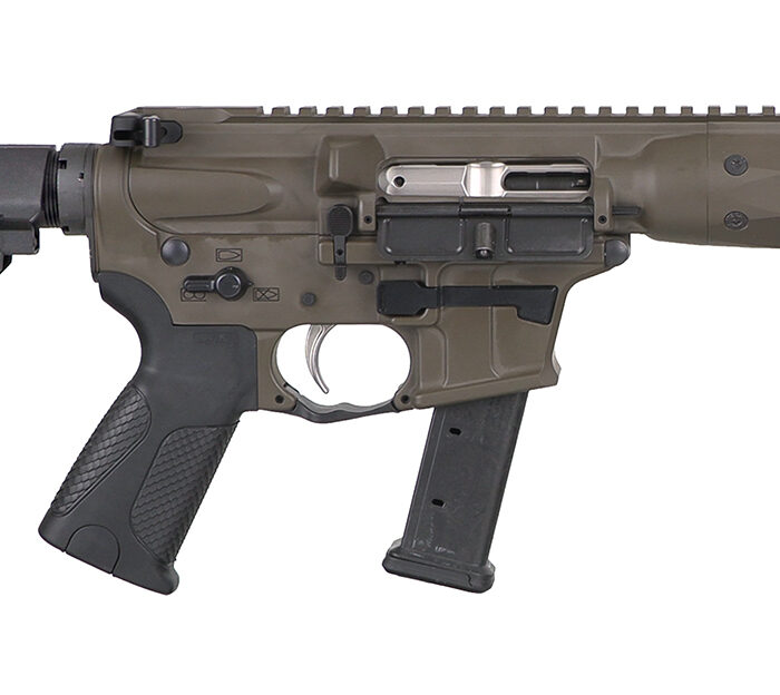 LWRC ICP9PBC8SBA3 IC-9  9mm Luger 8.50" 33+1 Black Nitride Threaded Barrel, Patriot Brown Anodized Aluminum Picatinny Rail Receiver, SB Tactical SBA3 Brace, LWRC Ultra Combat Grip, Ambidextrous