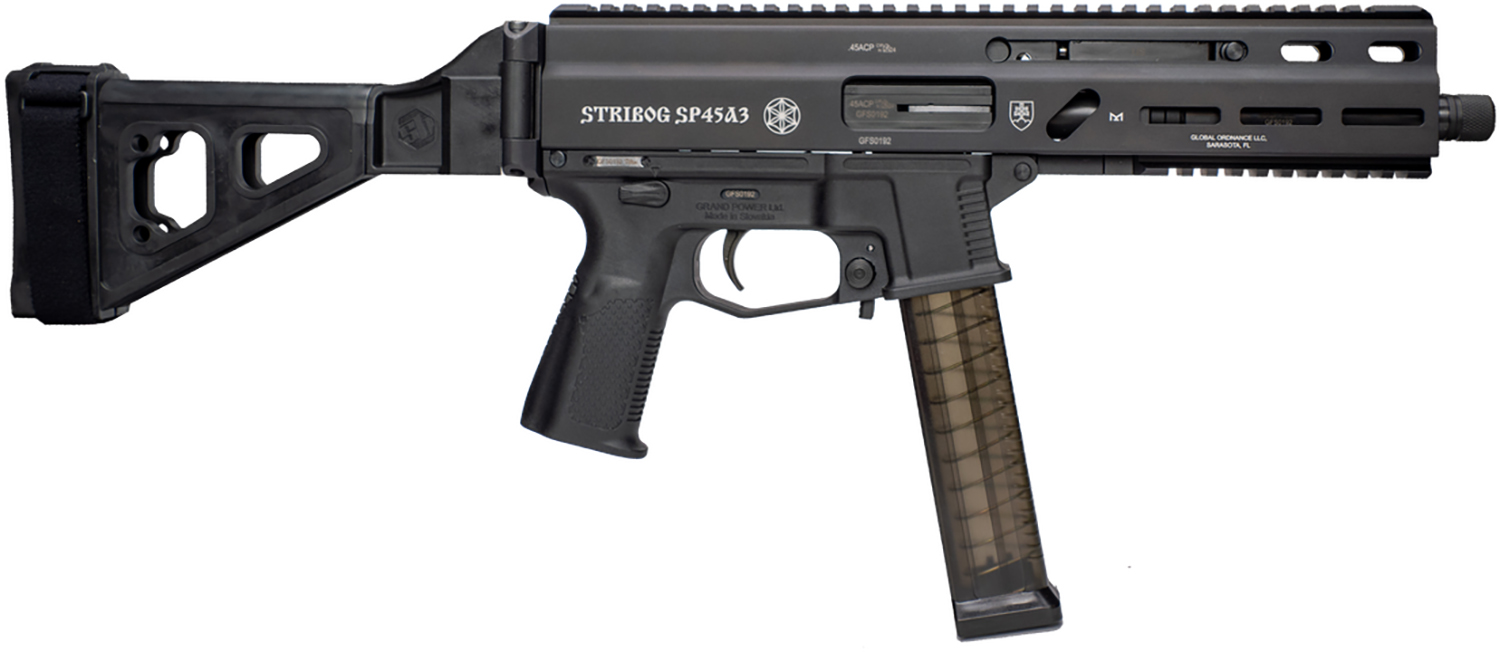 Grand Power 197892004824 SP45A3 Stribog 45 ACP 20+1 8" Black Threaded Barrel, Black Aluminum Picatinny Rail Receiver, Black SB Tactical Brace, Black Polymer Grip, Thread Protector 3 Grand Power 197892004824 SP45A3 Stribog 45 ACP 20+1 8" Black Threaded Barrel, Black Aluminum Picatinny Rail Receiver, Black SB Tactical Brace, Black Polymer Grip, Thread Protector