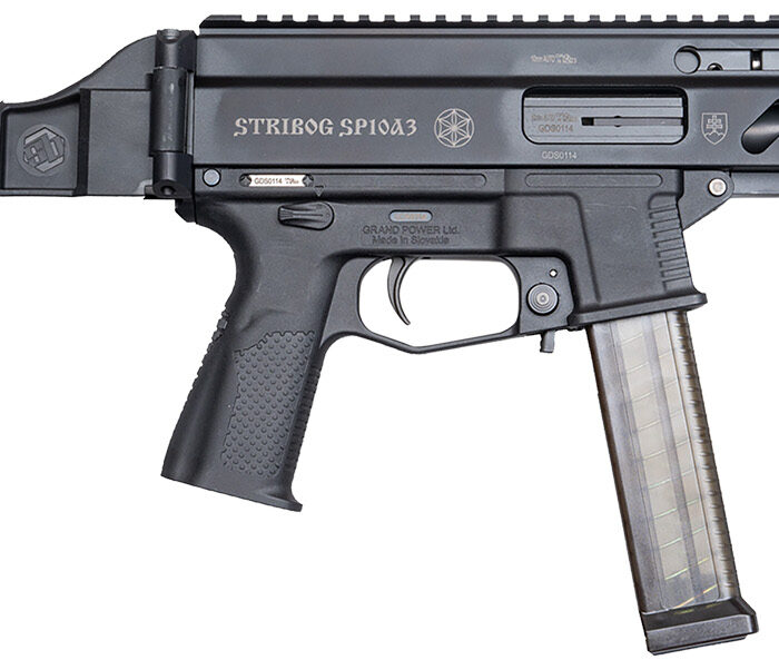 Grand Power 197892004848 SP10A3 Stribog 10mm Auto 20+1 8" Black Threaded Barrel, Black Aluminum Picatinny Rail Receiver, Black Polymer SB Tactical Brace, Black Polymer Grip, Thread Protector