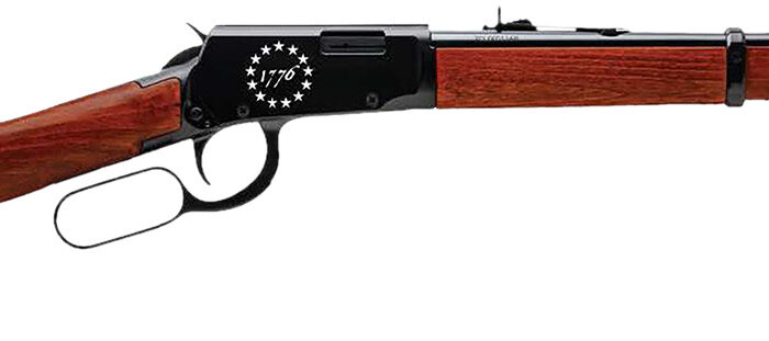 Rossi RL22181WD-EN23 Rio Bravo  22 LR 15+1 18" Black Polished Alloy Steel Barrel, Black Engraved w/Stars "1776" Alloy Steel Receiver, Hardwood Fixed Stock, Right Hand