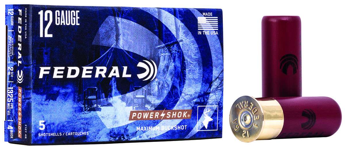 FEDERAL 12GA 2-3/4" MAX. 27 PELLETS-4 BUCK 5 RD/BX 50 BX/CS 3 FEDERAL 12GA 2-3/4" MAX. 27 PELLETS-4 BUCK 5 RD/BX 50 BX/CS